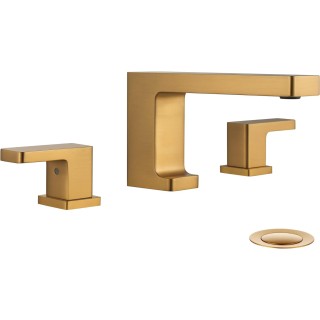 Bathroom Faucet Brushed Gold, 2 Handle 3 Holes 8 inch Widespread Bathroom Sink Faucet with 360 Degree Swivel Spout, Pop-Up Drain Assembly and Water Supply Lines (Brushed Gold)