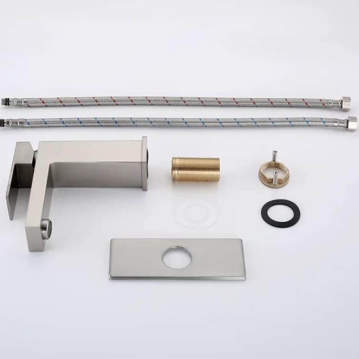 Brushed Nickel Bathroom Faucet, Square Single Handle Vessel Sink Faucet Modern RV Bathroom Vessel Basin Faucet Deck Mount 1 Hole or 3 Holes