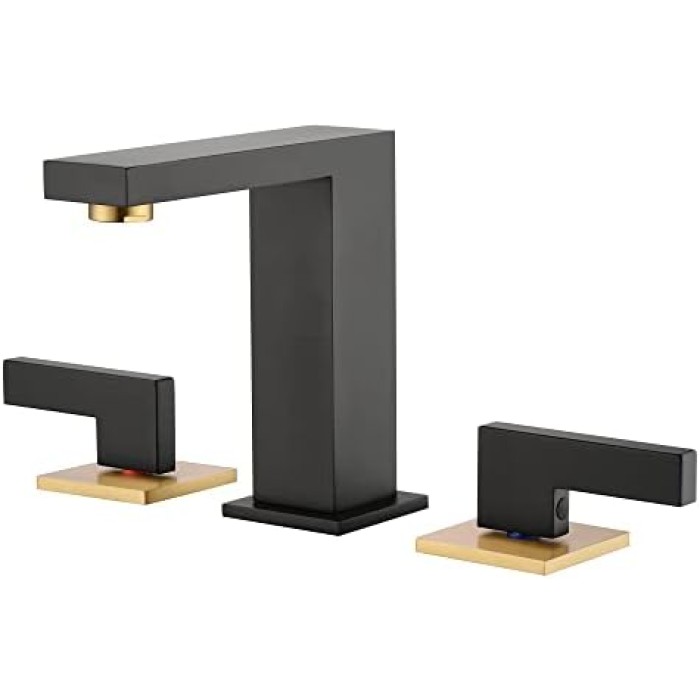Widespread 8 inch Bathroom Faucet, Black Bathroom Sink Faucet, 3 Hole Bathroom Faucet