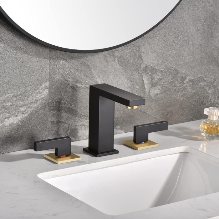 Widespread 8 inch Bathroom Faucet, Black Bathroom Sink Faucet, 3 Hole Bathroom Faucet