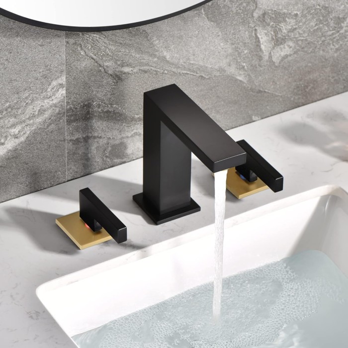 Widespread 8 inch Bathroom Faucet, Black Bathroom Sink Faucet, 3 Hole Bathroom Faucet