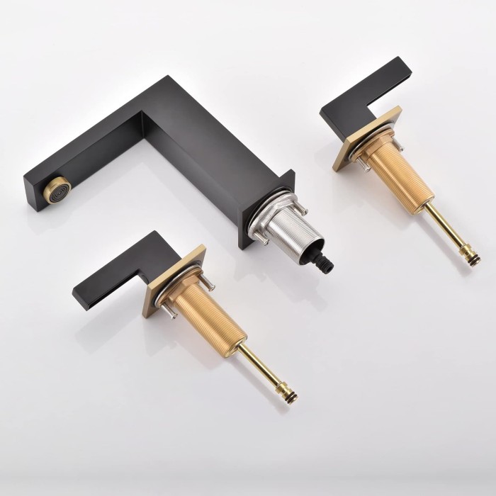 Widespread 8 inch Bathroom Faucet, Black Bathroom Sink Faucet, 3 Hole Bathroom Faucet