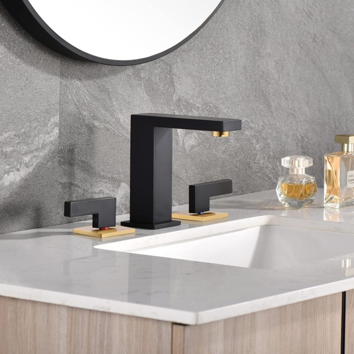 Widespread 8 inch Bathroom Faucet, Black Bathroom Sink Faucet, 3 Hole Bathroom Faucet