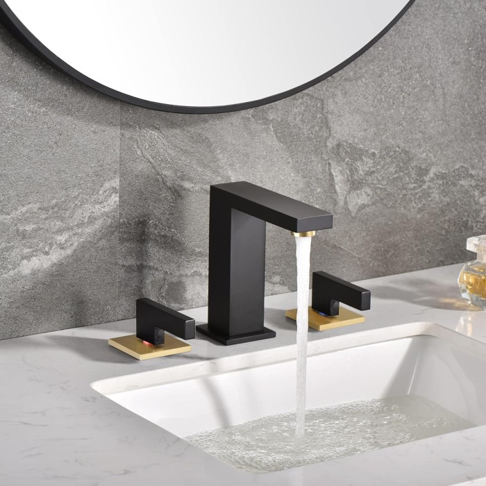 Widespread 8 inch Bathroom Faucet, Black Bathroom Sink Faucet, 3 Hole Bathroom Faucet