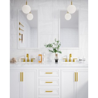 Brushed Gold Bathroom Faucet Set: WOWOW Widespread Bathroom Sink Faucet 3 Hole with Pop-up Drain and Supply Lines, 8 Inch Vanity Faucet 3 Pieces Basin Tap 2 Handle Modern (Set of 2)